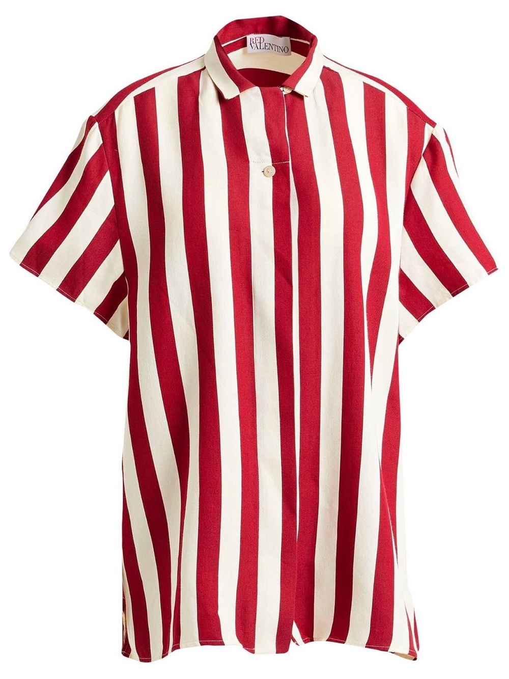 RED Valentino Vertical Red and Cream Stripe Short-Sleeve Shirt Size 42EUR
